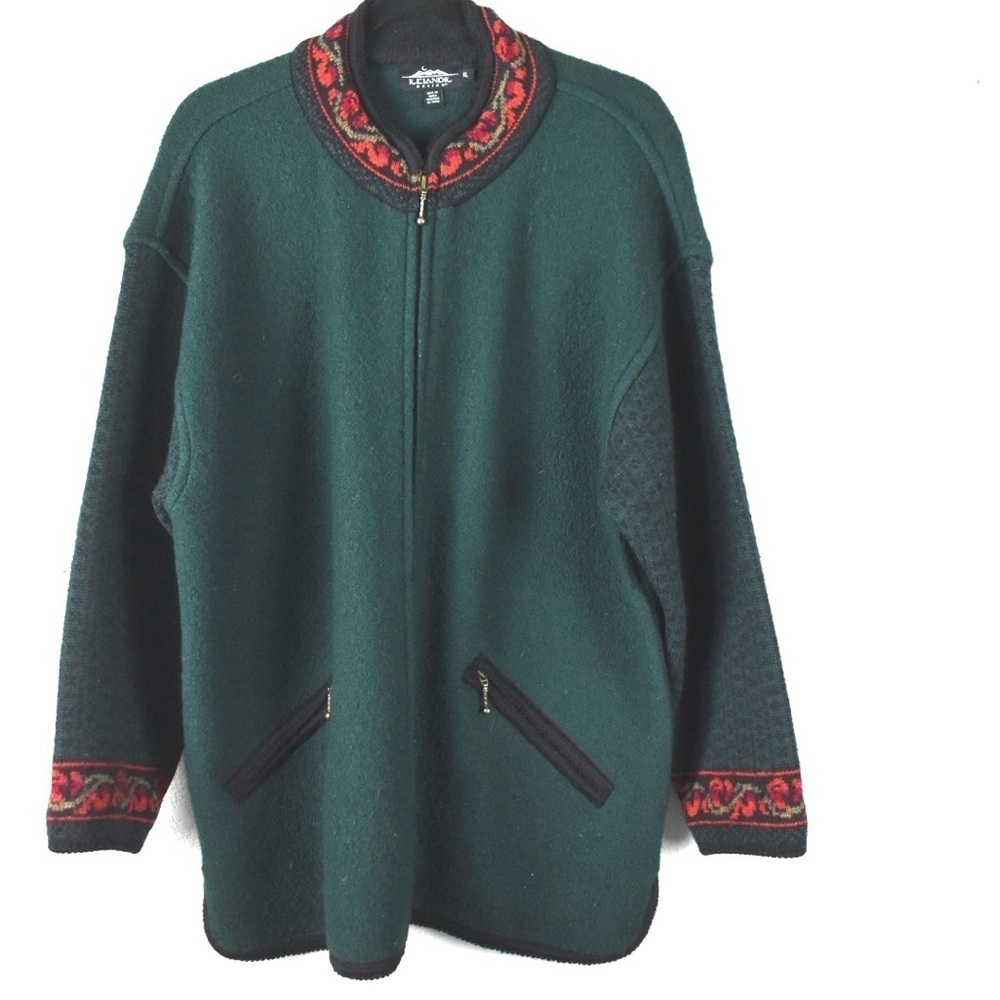 Icelandic Design VTG wool zip up coat size XL